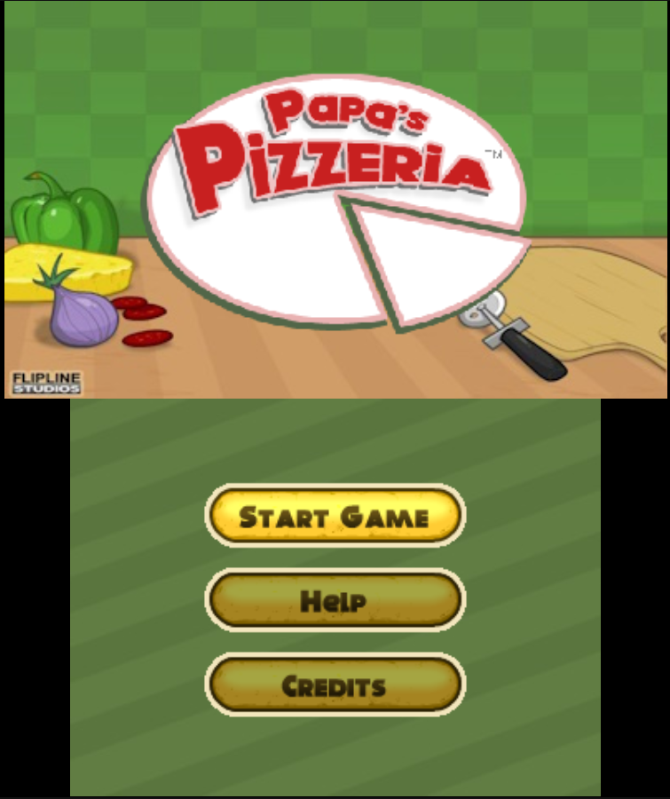 Papa’s Pizzeria running on Nintendo 3DS